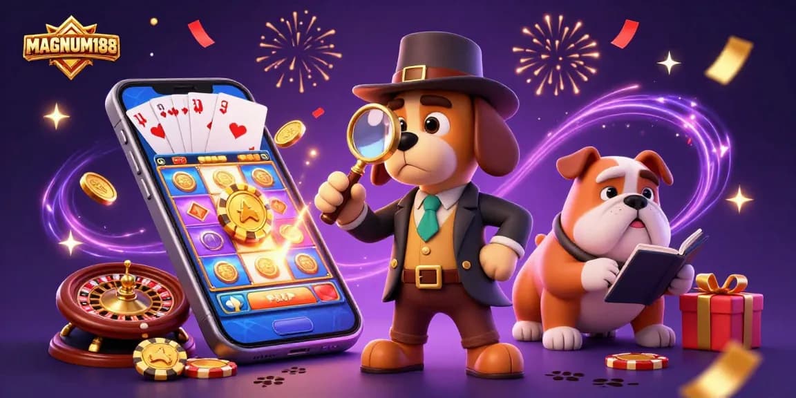 Engage in MAGNUM188's vibrant atmosphere with a detective and clues leading to slot gaming treasures.