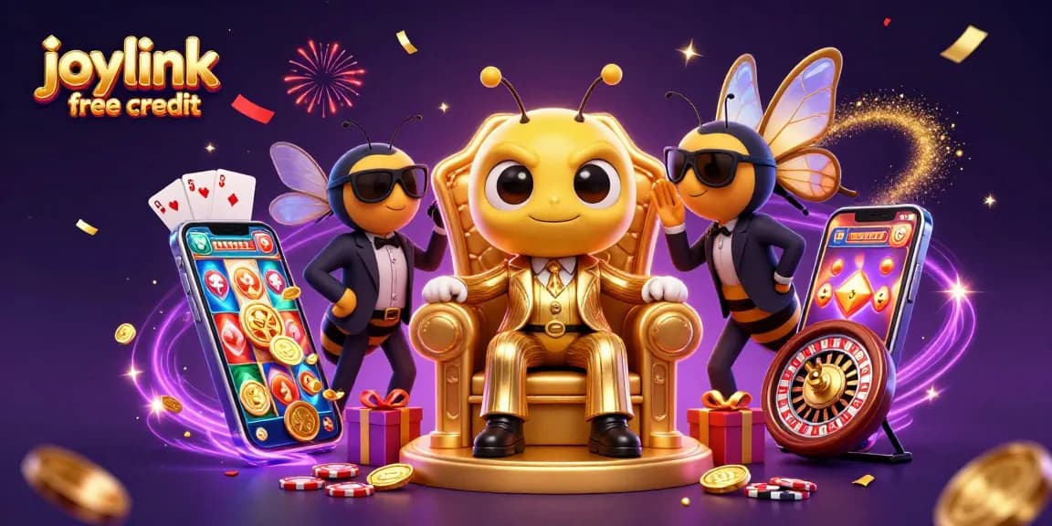 Experience thrilling joylink free credit scenes with a bee mob boss and vibrant casino elements.