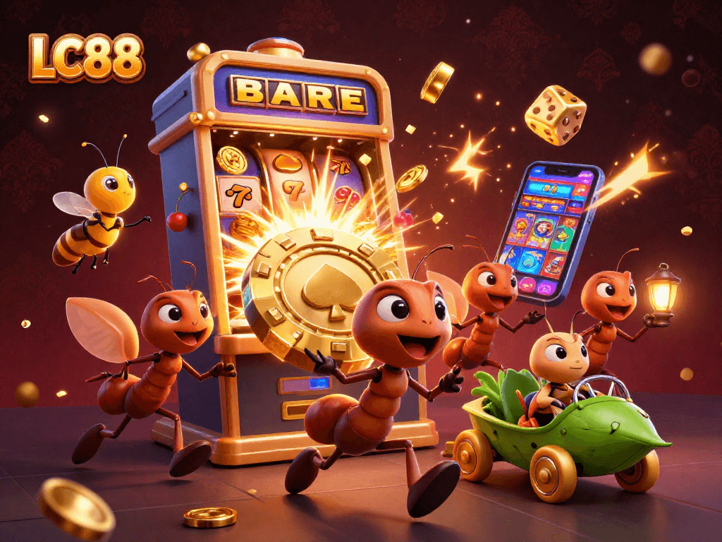 LC88 thrills players with a vibrant treasure-filled casino heist scene in this 3D illustration.