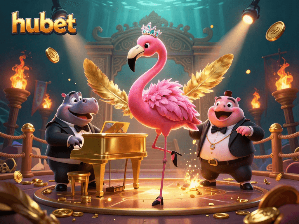 Experience thrilling moments with Hubet at a vibrant casino scene with stunning characters and dynamic elements.