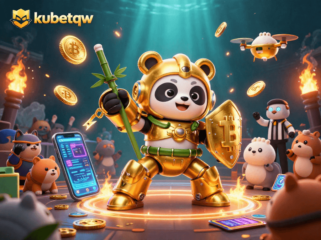 Engage in thrilling crypto casino action with kubetqw's vibrant mech-panda arena.