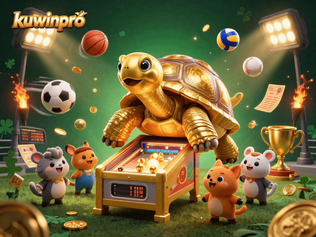 Experience thrilling gameplay at kuwinpro with a vibrant casino scene featuring golden tortoise pinball!