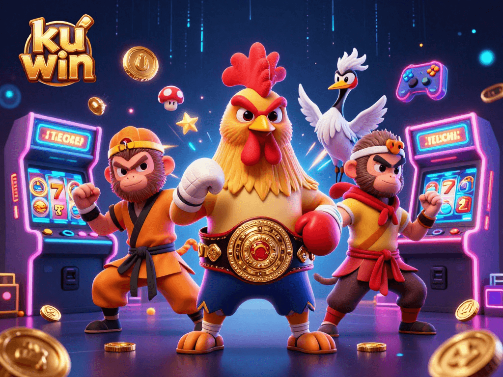Join the excitement at ku win as a Muay Thai rooster, Shaolin monkey, and wise crane engage in thrilling casino adventures.