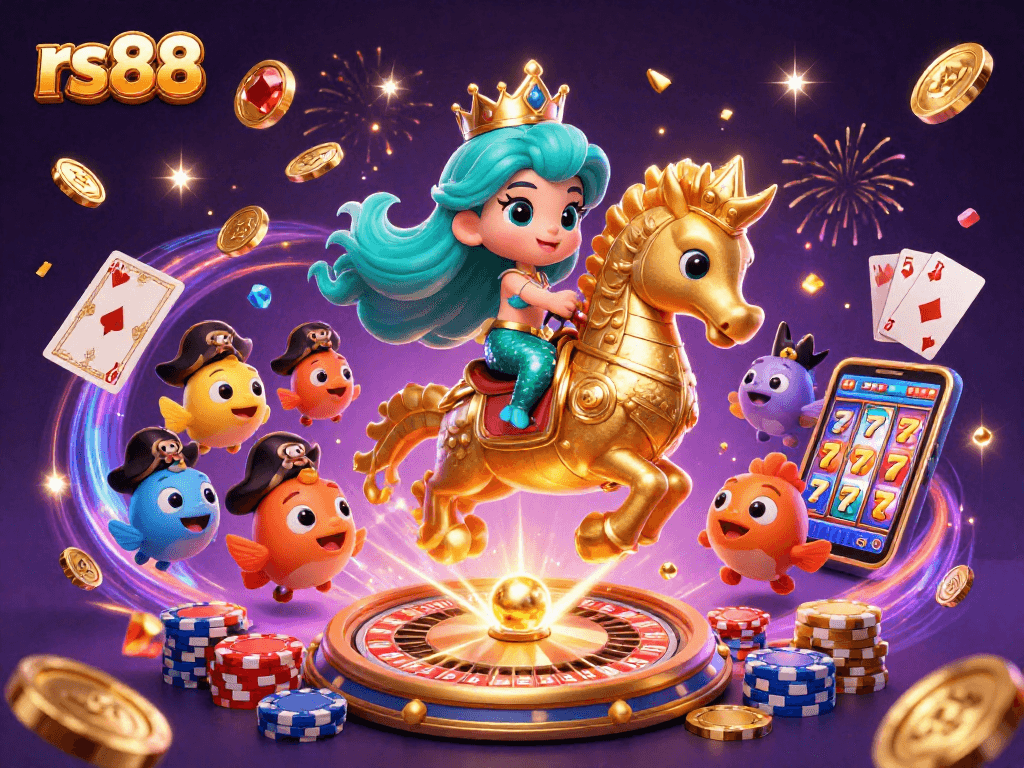 Win big with rs88 at this vibrant 3D casino scene filled with treasure and excitement.