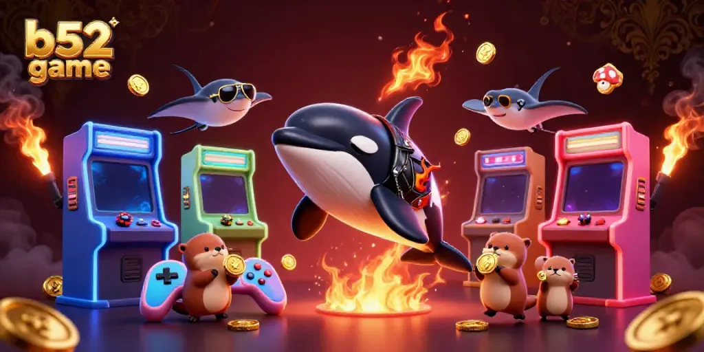 Experience thrilling gaming adventures with b52 game as cute characters interact in a vibrant casino.