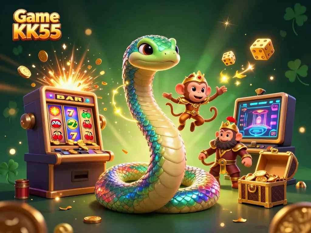 Experience the thrill of Game KK55 with vibrant visuals and a jackpot explosion of coins.