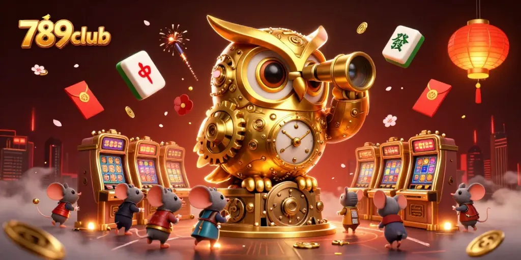 Engage with thrilling casino excitement at 789club, where golden owls oversee vibrant slot action.