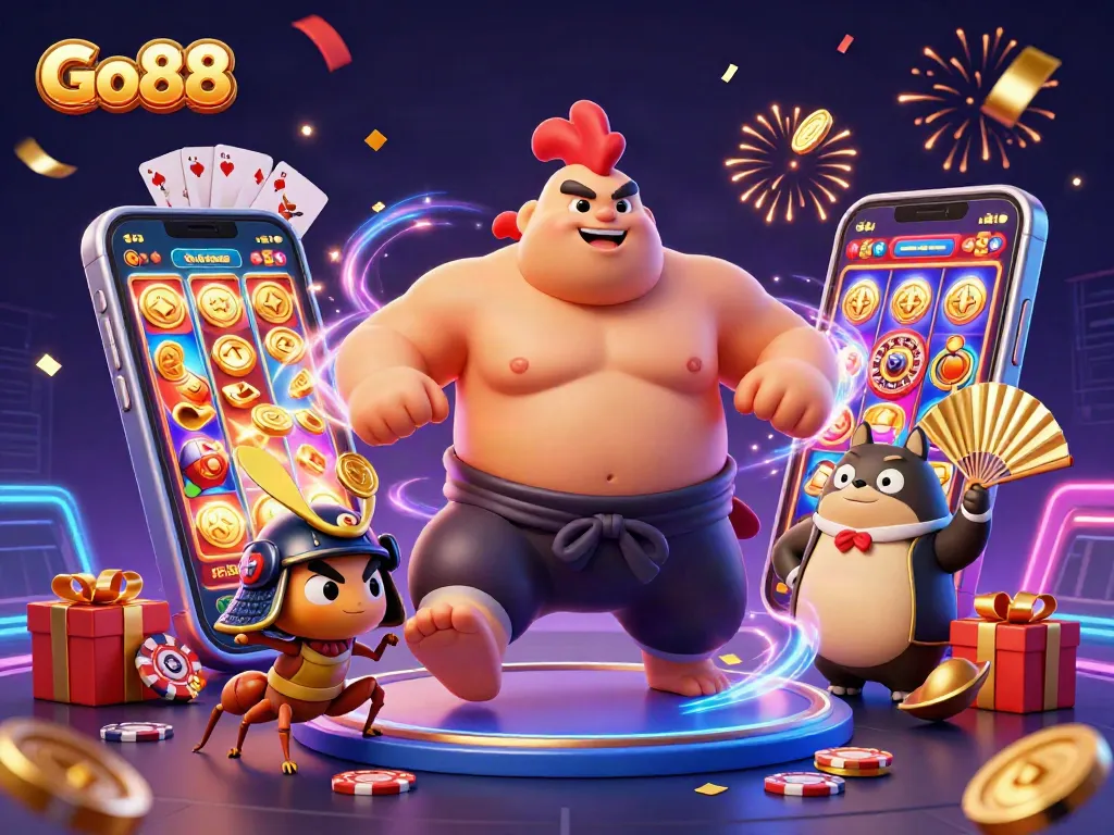 Engage in thrilling gameplay at Go88 with a vibrant scene of excitement and winning opportunities.