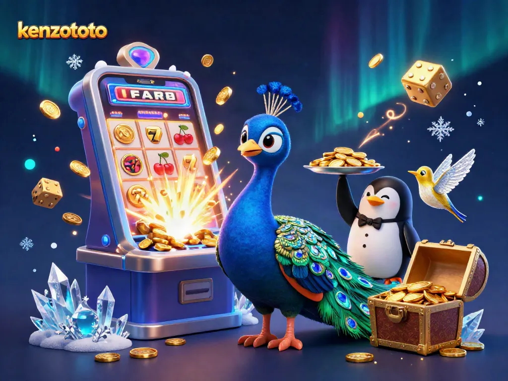 Experience thrilling jackpots with kenzototo in a vibrant casino atmosphere featuring animated characters.