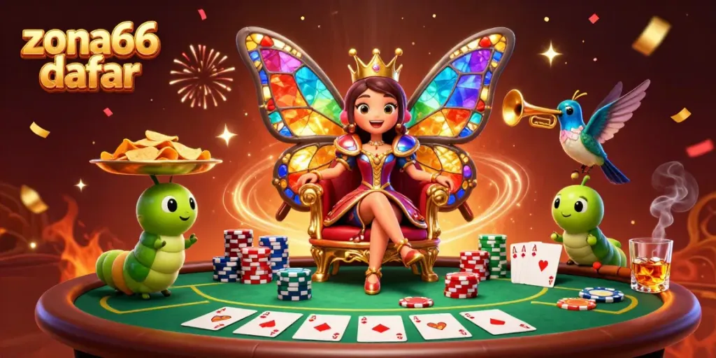 Experience the thrill of gaming at zona66 daftar with our vibrant and colorful casino-themed illustration.