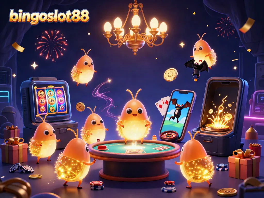 BINGOSLOT88 menghadirkan kasino dengan karakter unik dan permainan slot menarik yang bersinar.