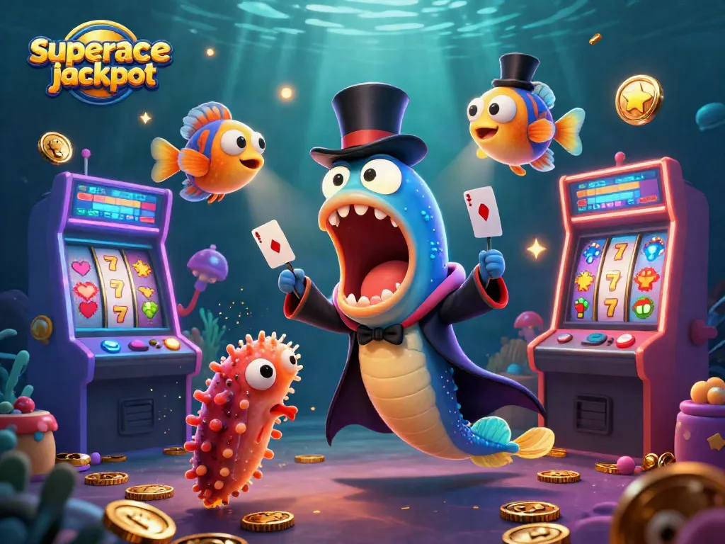 Experience the thrill of winning the superacejackpot with vibrant slot machines and magical underwater creatures.