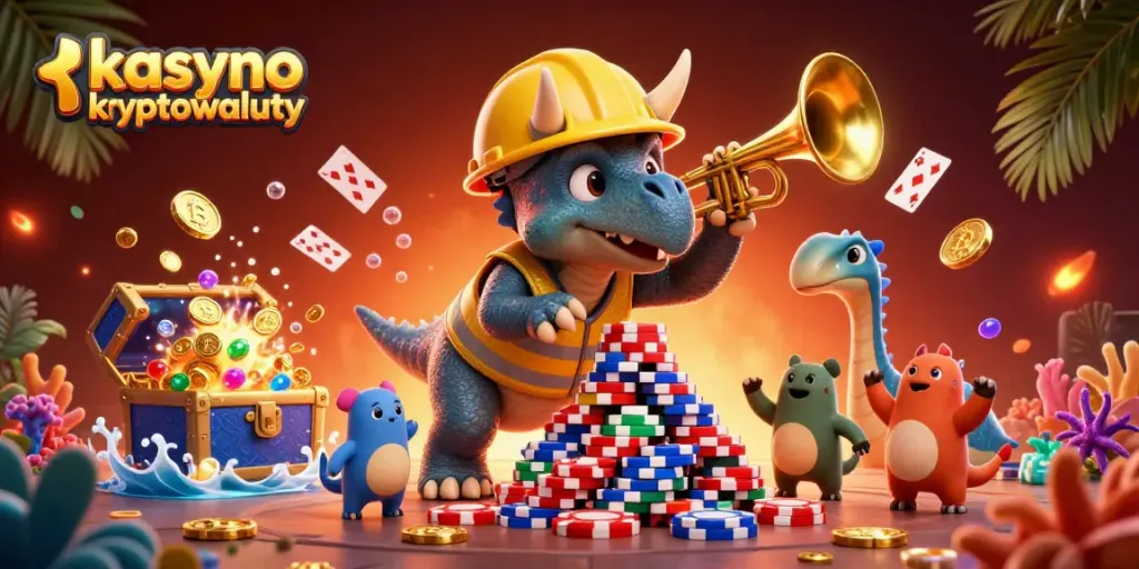Experience the excitement of kasyno kryptowaluty with vibrant 3D casino characters and crypto symbols.