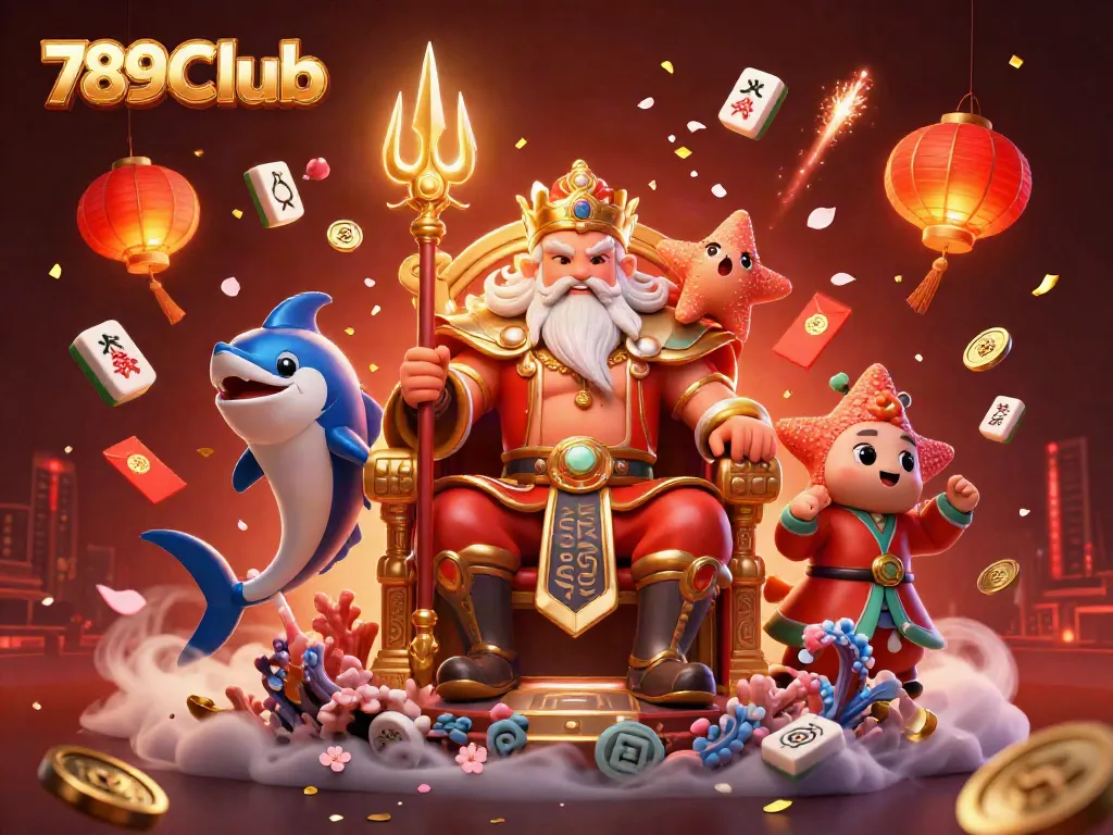 Experience the excitement of 789Club with Neptune and dynamic casino elements in a vibrant 3D scene.