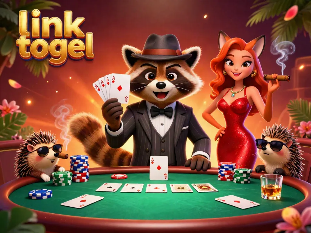 Tunjukkan pengalaman bermain link togel yang seru dengan karakter kartun kasino kartun yang penuh warna.