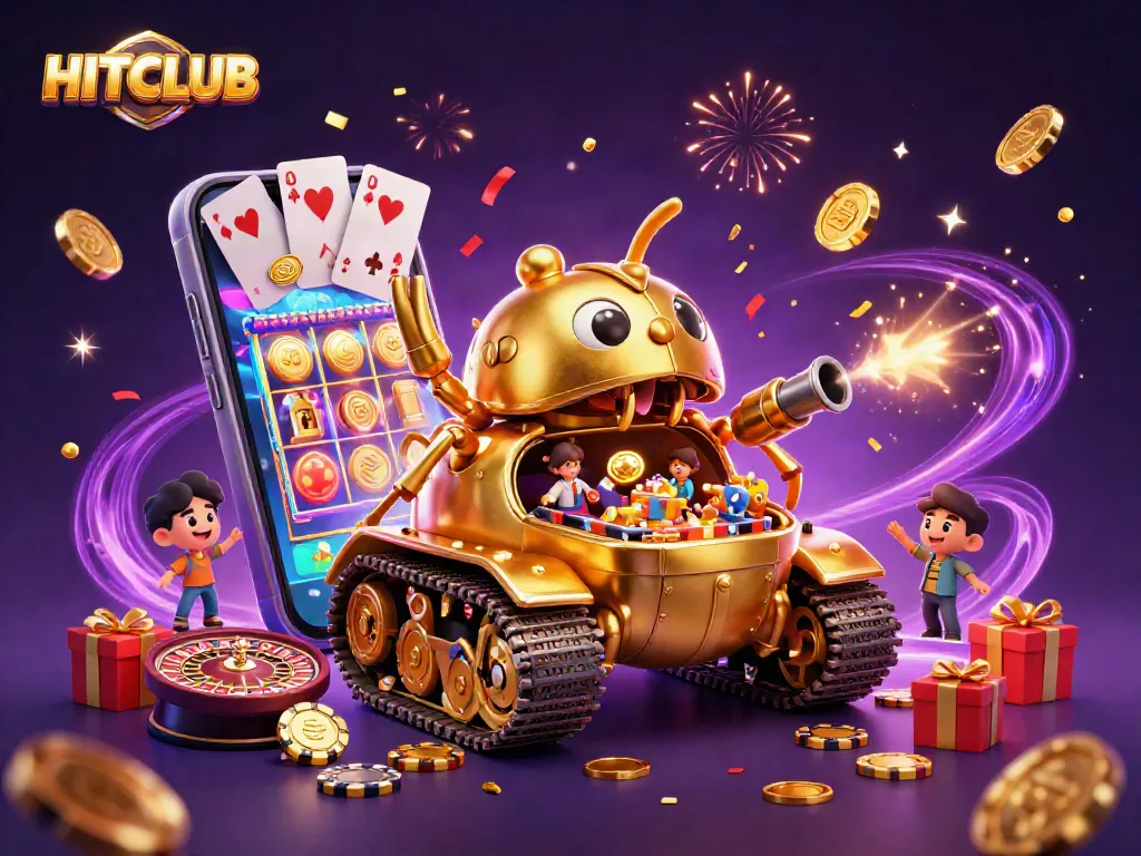 Engage with HITCLUB's dynamic 3D casino experience full of vibrant games and festive elements.