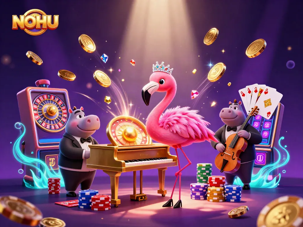 Experience thrilling gameplay with NOHU's vibrant casino characters and dynamic slot elements.