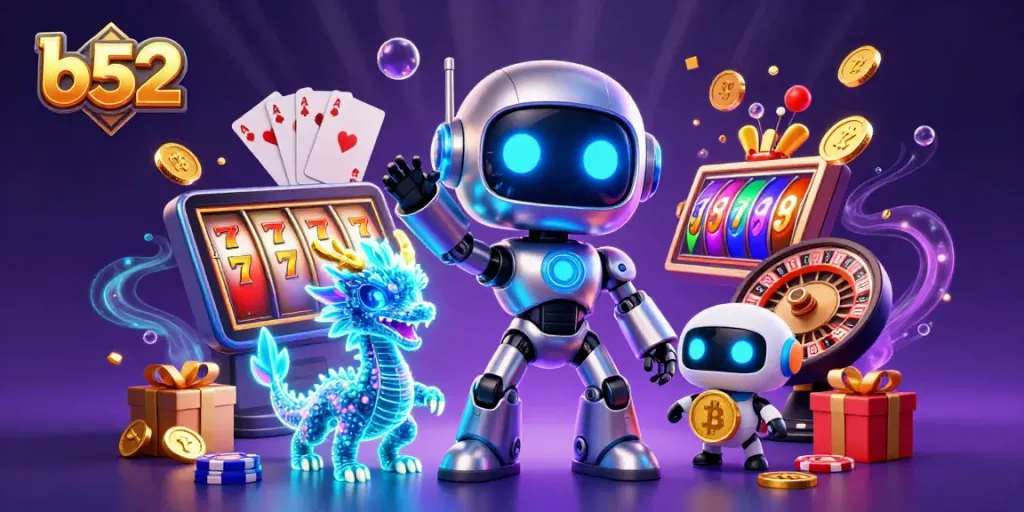 Engage with exciting b52 slot game visuals featuring vibrant 3D elements and neon characters.