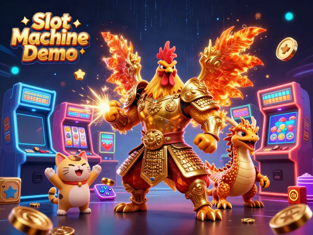Engage in the thrilling world of Slot Machine Demo with colorful characters and vibrant gaming elements.