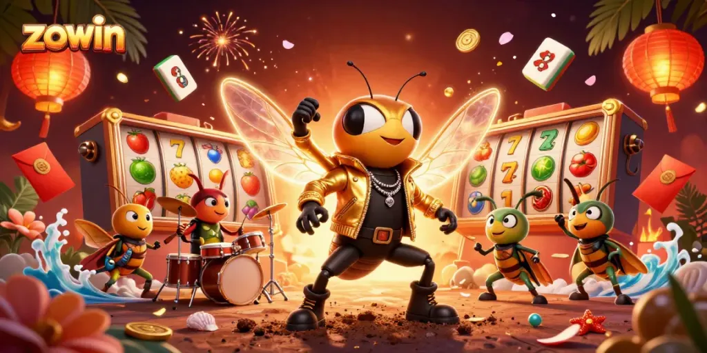 Zowin brings excitement in this vibrant 3D casino celebration with buzzing rock stars and dazzling symbols.