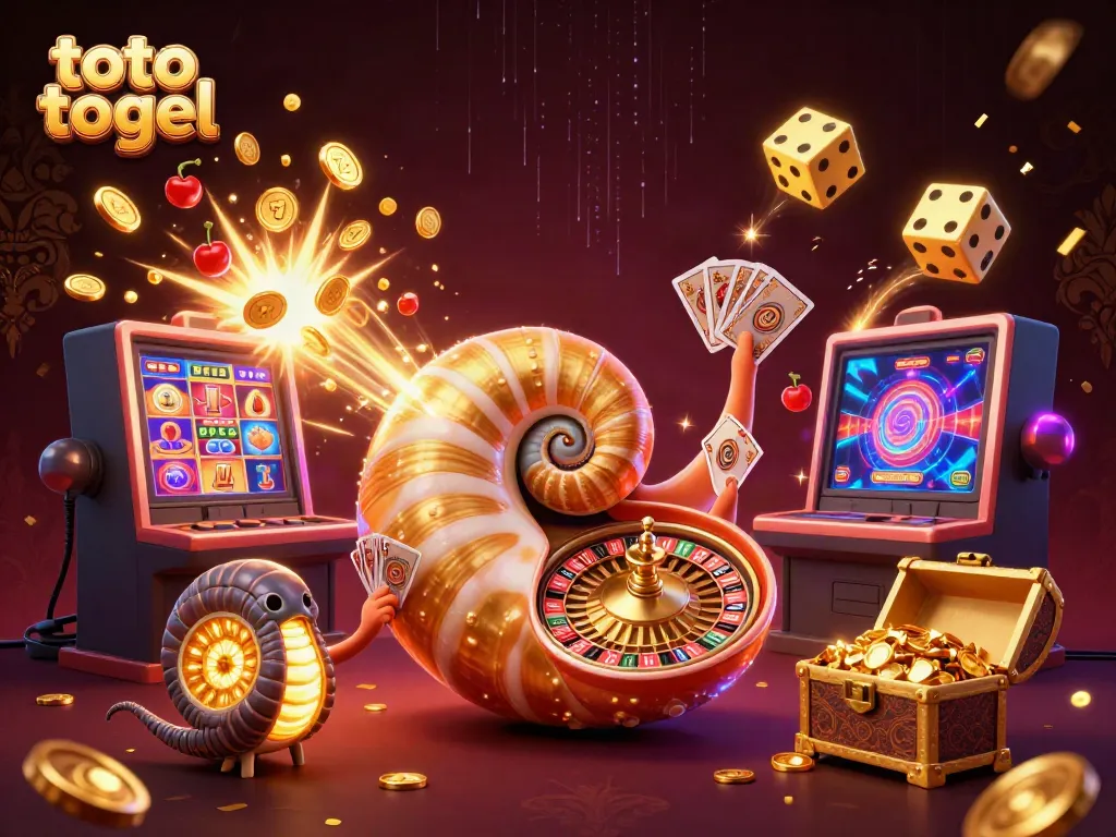 Ilustrasi karakter nautilus raksasa memegang kartu dan jackpot dari toto togel.