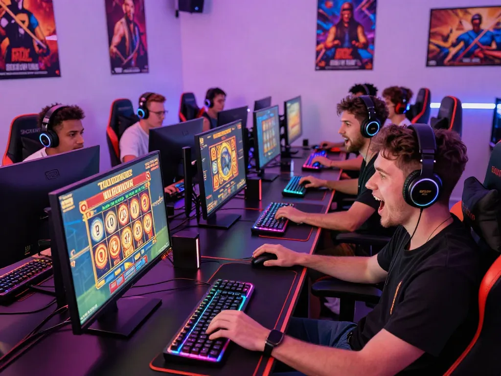 Players experiencing a thrilling gaming moment at lumbung88 online slot platform.