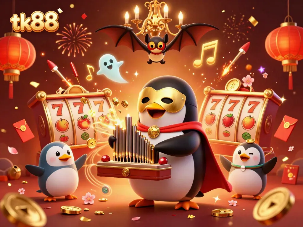 Experience excitement with tk88, where a phantom penguin delights in gaming extravaganza!
