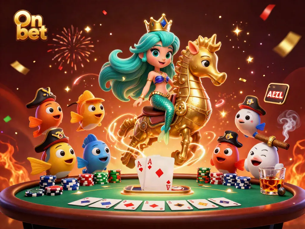 Enjoy thrilling gaming adventures at On bet, featuring colorful mermaids and poker elements.
