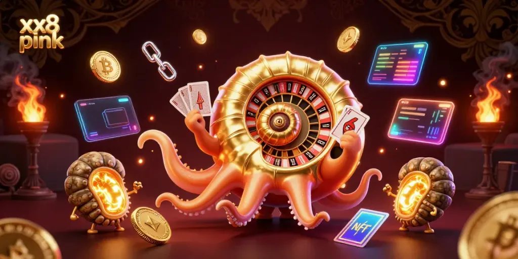 Experience thrilling gameplay at xx8 pink with a captivating 3D illustration of a nautilus-themed casino scene.