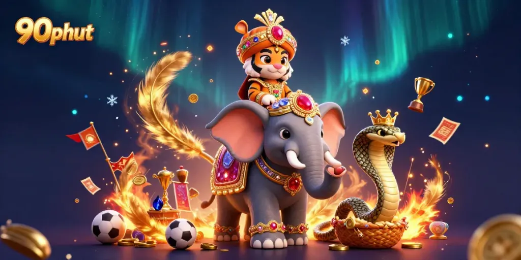 Experience thrilling game action with 90phut featuring cartoon characters and dynamic sports betting elements.