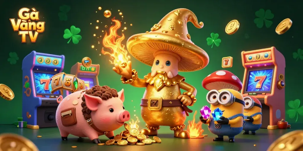 Experience thrilling gameplay with Gà Vàng TV featuring dynamic golden characters and vibrant casino elements.