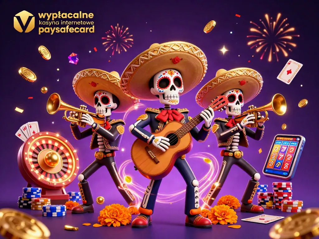 Experience the thrill of wypłacalne kasyna internetowe paysafecard with vibrant 3D casino illustration filled with festive elements.