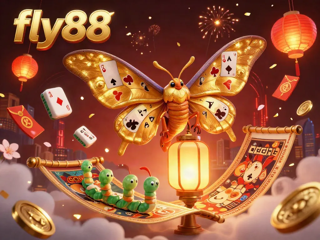 Experience thrilling gaming action at fly88 with an atlas moth amidst vibrant casino elements.