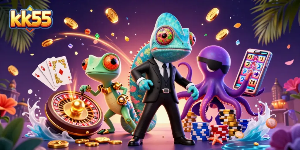 Experience thrilling wins at kk55 with colorful casino gameplay elements and vibrant characters.