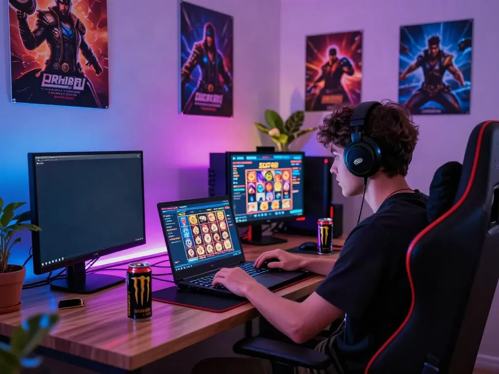 Engaging player immersed in slot88 gaming experience with colorful interface.