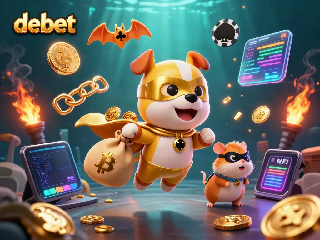 Engage with debet's gaming thrill atop a vibrant 3D superhero scene of action and excitement.