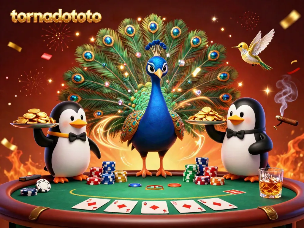 Experience thrilling gaming at tornadototo with dynamic peacock and dazzling casino elements.