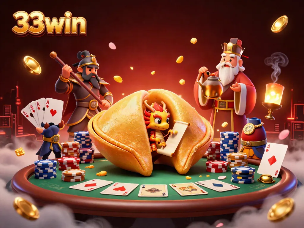 Experience gambling excitement with the 33win themed dynamic casino illustration.