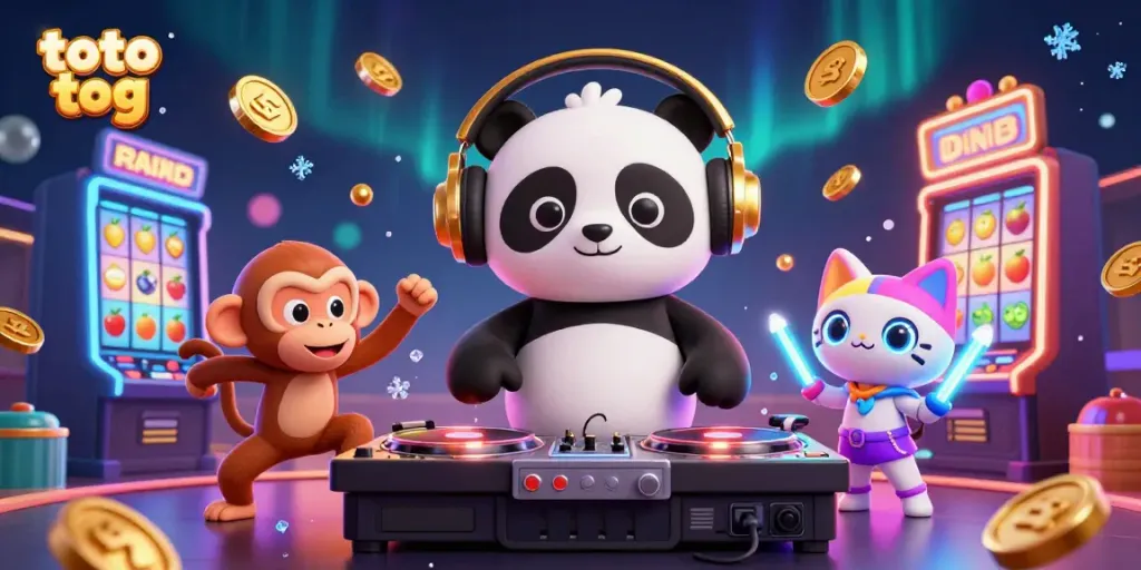 Experience the thrill of toto tog with our dynamic illustration featuring a DJ panda and casino elements.