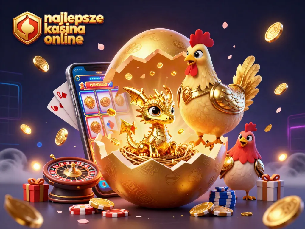 Experience the excitement of najlepsze kasyna online with a vibrant scene featuring gold-drenched fantasy characters and lively gaming elements.