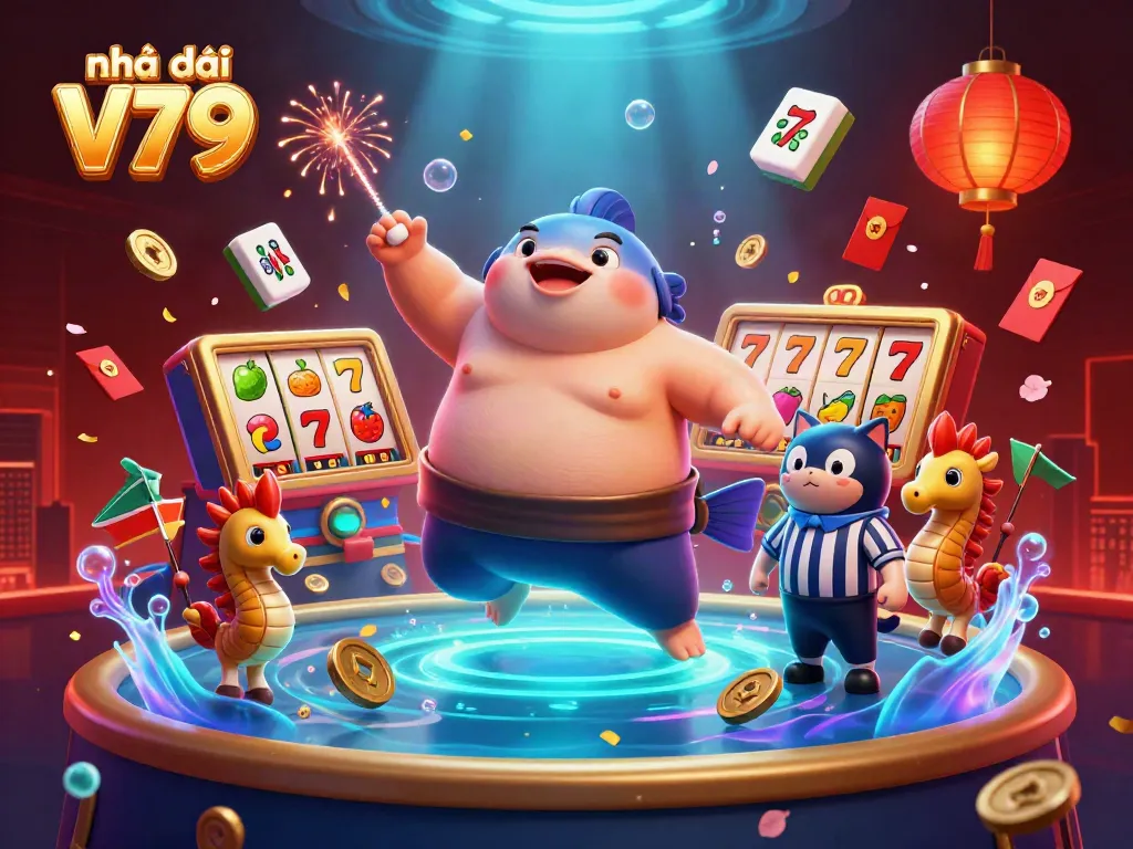 Experience thrill and fun at Nhà cái V79 amidst underwater excitement with colorful slot reels.