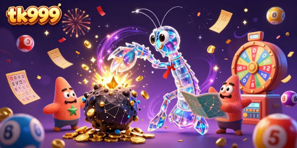 Engage in thrilling gameplay with tk999, featuring colorful lottery elements and dynamic characters.