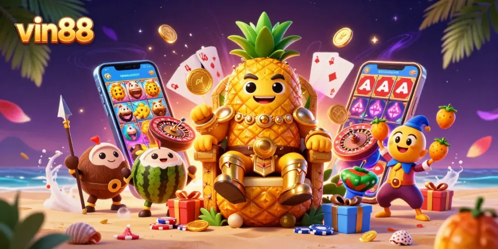 Win big with vin88's exciting games; discover vibrant casino elements and characters.