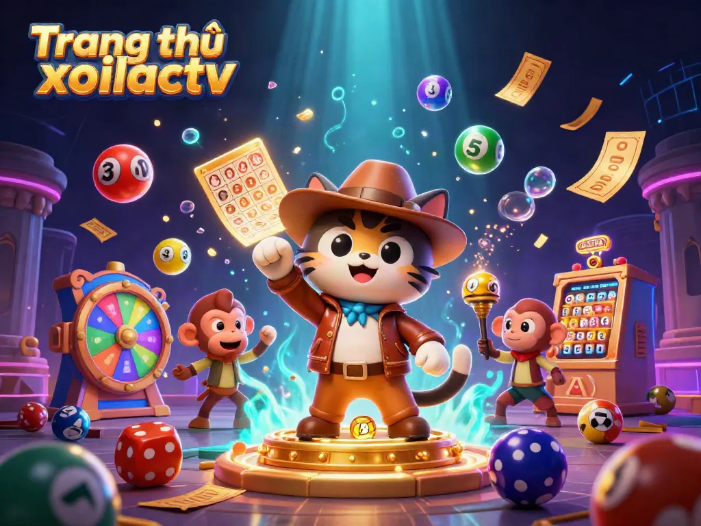 Explore Trang chủ xoilactv with vibrant casino elements and energetic characters in a dynamic treasure scene.