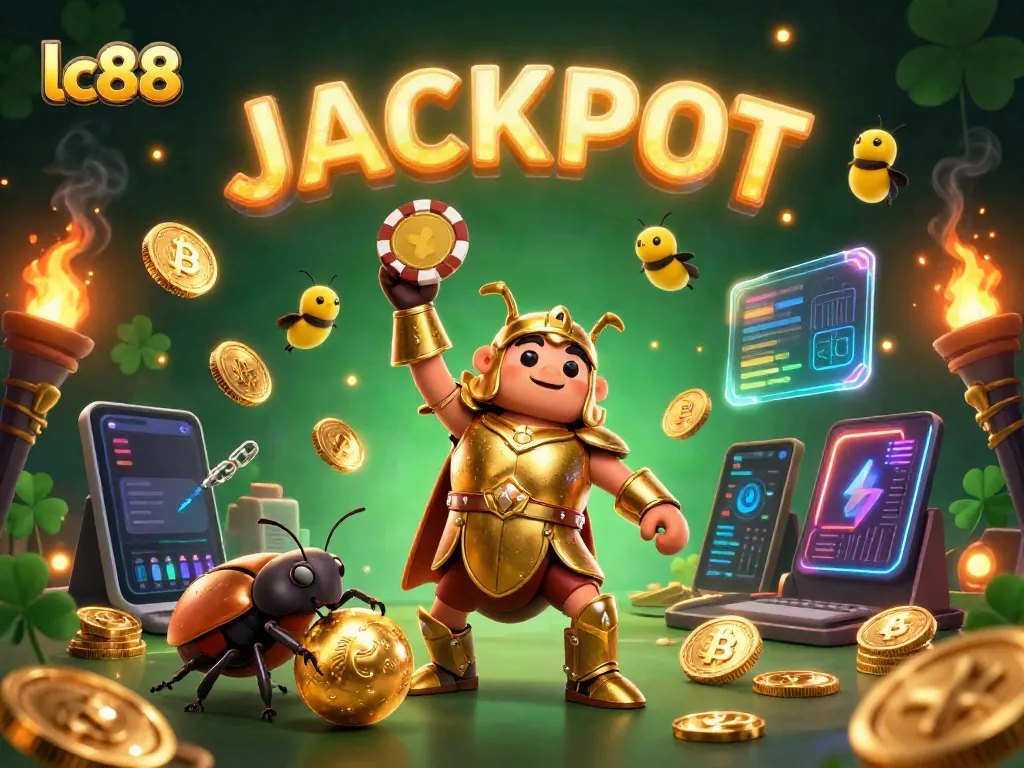 Experience high-stakes gaming with lc88 in this vibrant 3D jackpot scene featuring heroic characters.
