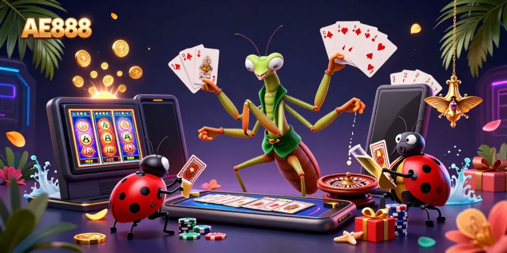 Experience the excitement of AE888 with dynamic casino elements and 3D characters.