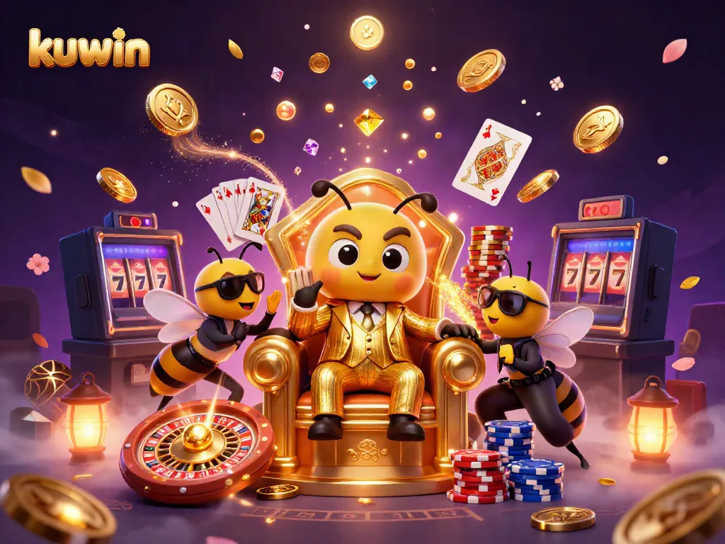 Experience the excitement of kuwin gaming with animated characters and casino elements.