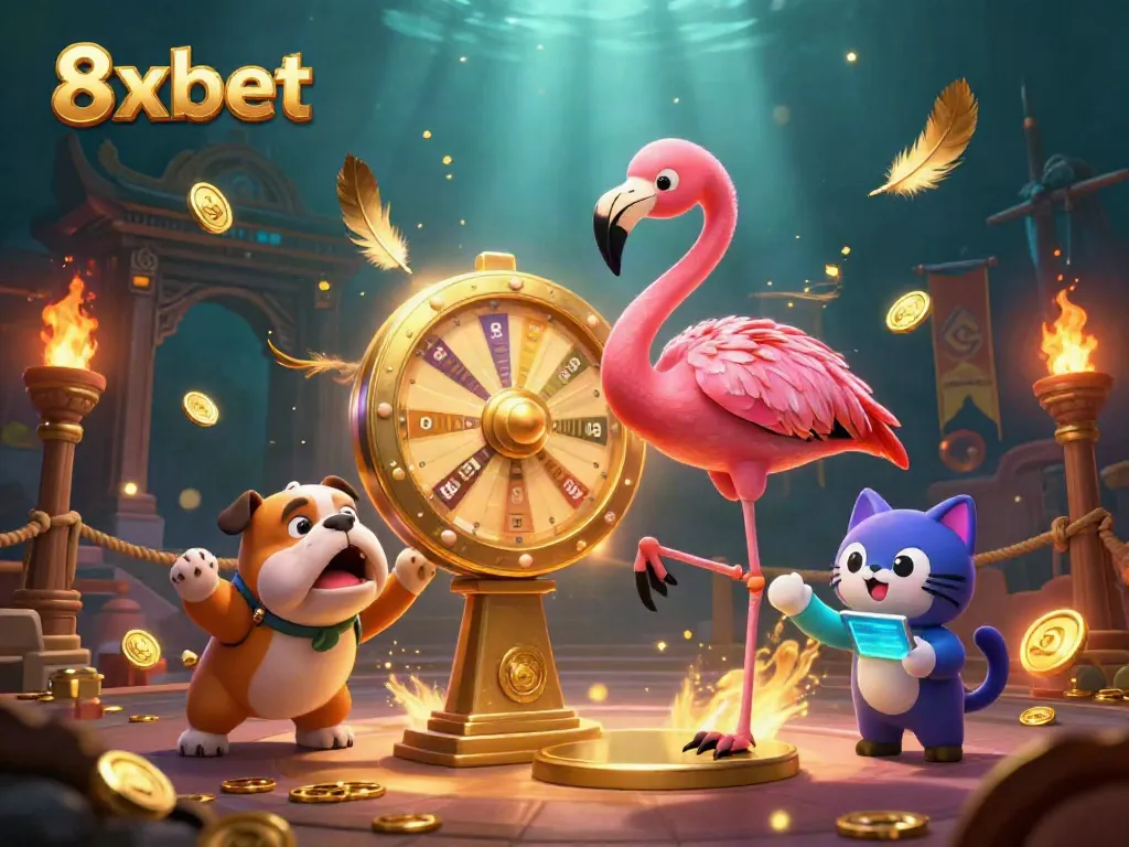 Experience thrilling gameplay at 8xbet with a vibrant scene of excitement and prizes.