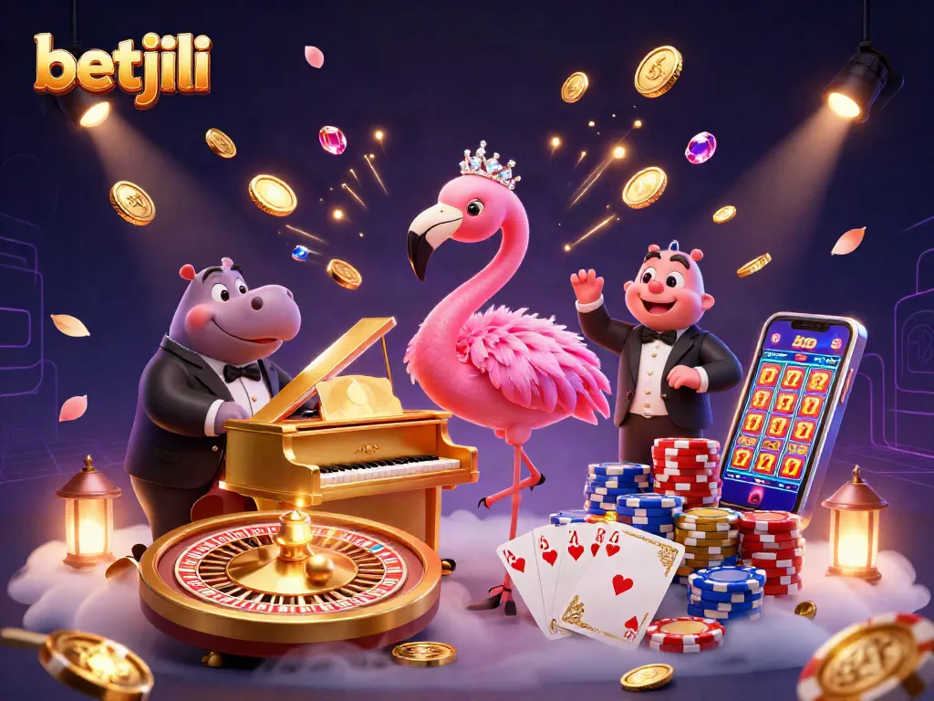 Experience the vibrant world of betjili with a dynamic casino scene featuring colorful characters and engaging elements.