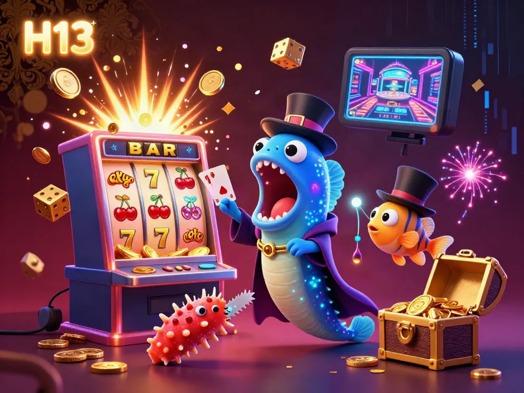 Experience thrilling card magic with H13 featuring cartoon sea creatures, vibrant jackpot symbols, and dynamic casino elements.